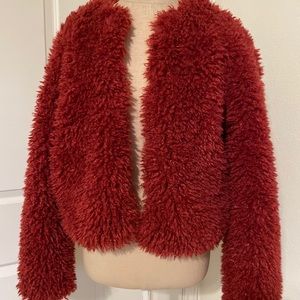 Red shaggy jacket